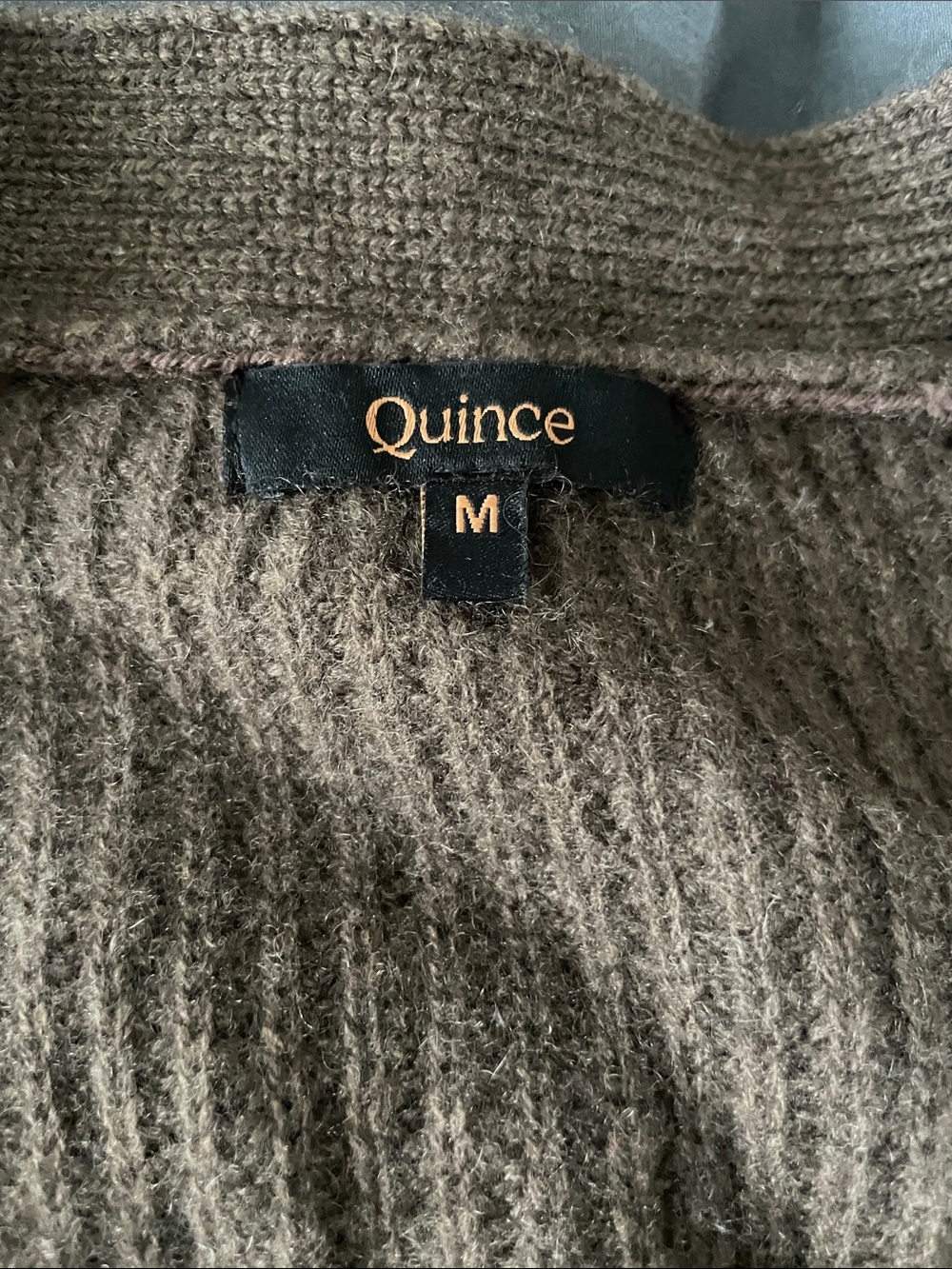 Quince Women's Brown Ribbed V-Neck Button Cardigan - Picture 2 of 4